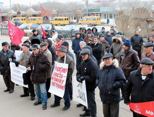 Элиста, Калмыкия, 24 декабря 2011 г. Митинг протеста против результатов выборов в Госдуму РФ. Фото Данары Чурюмовой для "Кавказского узла"