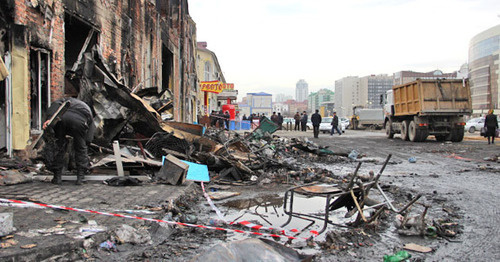 Рынок "Беркат" после боестолкновений. Грозный, 5 декабря 2014 г. Фото Магомеда Магомедова для "Кавказского узла"