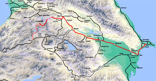 Карта железной дороги Баку - Тбилиси - Карс. Фото: Maximilian Dörrbecker (Chumwa)https://ru.wikipedia.org/