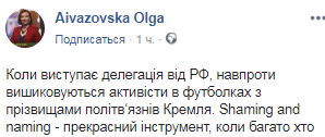 Сообщение участницы конференции ОБСЕ Ольги Айвазовской. https://www.facebook.com/photo.php?fbid=10216284028069911&set=a.4541301687163&type=3&theater