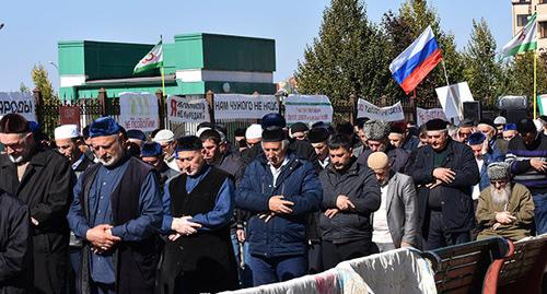 Участники митинга в Магасе. 13 октября 2018 г. Фото предоставлено Якубом Гогиевым для "Кавказского узла"