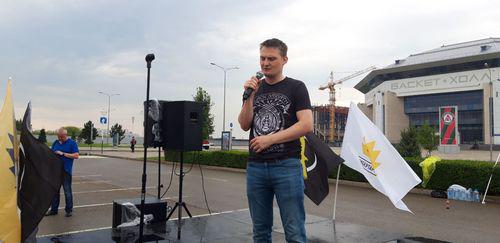 Адвокат Михаил Беньяш на митинга "Общество требует справедливости" в Краснодаре. Фото Анны Грицевич для "Кавказского узла"